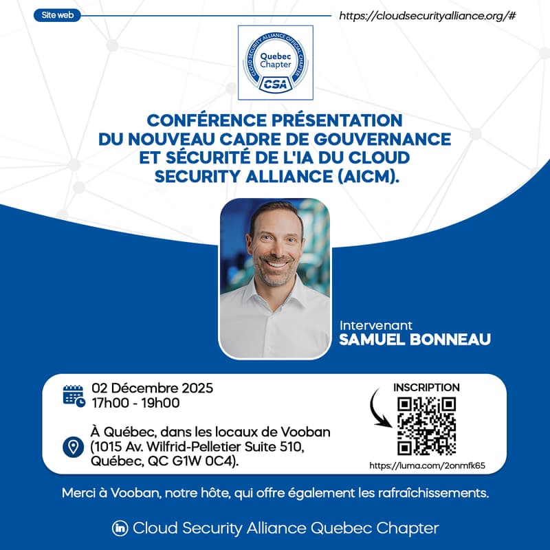 Cover Image for AICM 2025 | Québec : Le nouveau cadre de gouvernance et sécurité de l’IA du Cloud Security Alliance