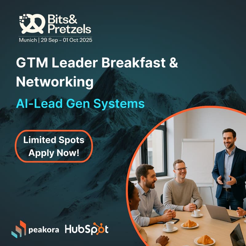 Cover Image for Bits & Pretzels: GTM Leader Breakfast & Networking | AI-Lead Gen Systems Workshop | by Peakora & HubSpot