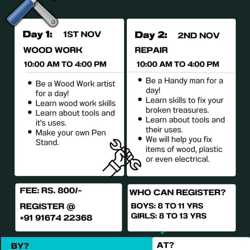 Cover Image for Cancelled :2 Day Hands-On Woodworking and Repair Workshop for Young Makers
