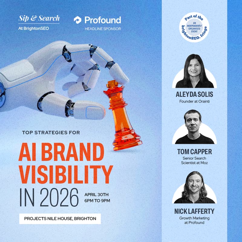 Cover Image for Sip & Search SEO Meetup @ BrightonSEO UK: Top Strategies for AI Brand Visibility in 2026