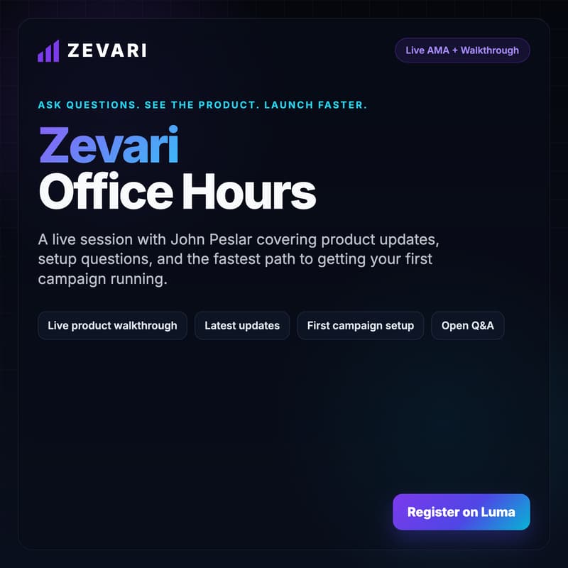 Cover Image for Zevari Office Hours — How to Connect Claude to LinkedIn in 1 Click (Live AMA)