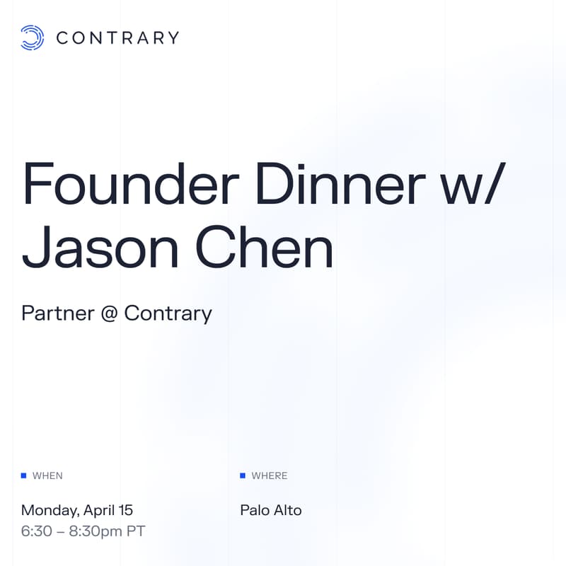 Cover Image for Stanford Builder Dinner w/ Jason Chen