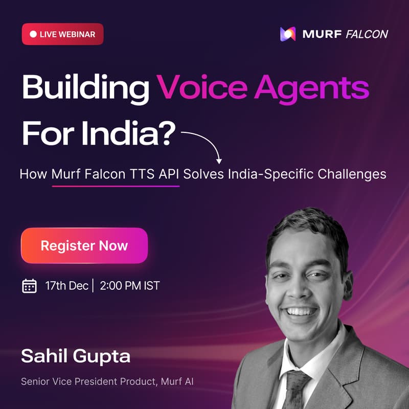 Cover Image for Building Voice Agents for India: How Murf Falcon TTS API Solves India-Specific Challenges
