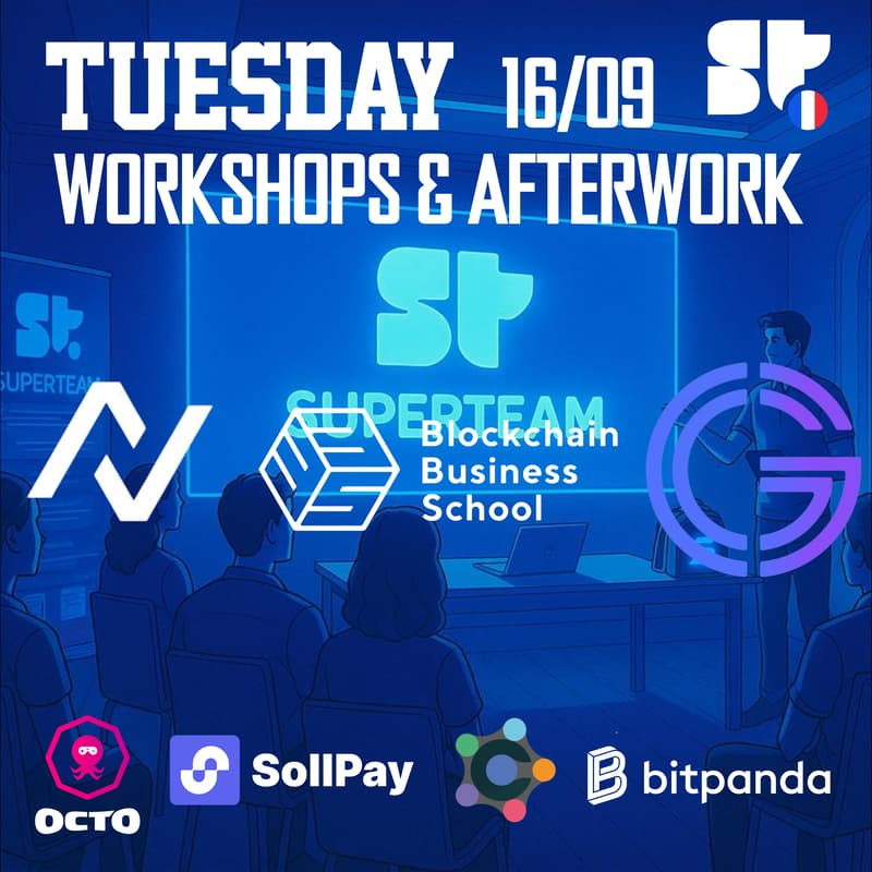 Cover Image for Workshops & Afterwork: Vaults et strats DEFI par Neutral Trade, Pourquoi choisir Solana? par Superteam/BBS & Pitch Roast Session #1