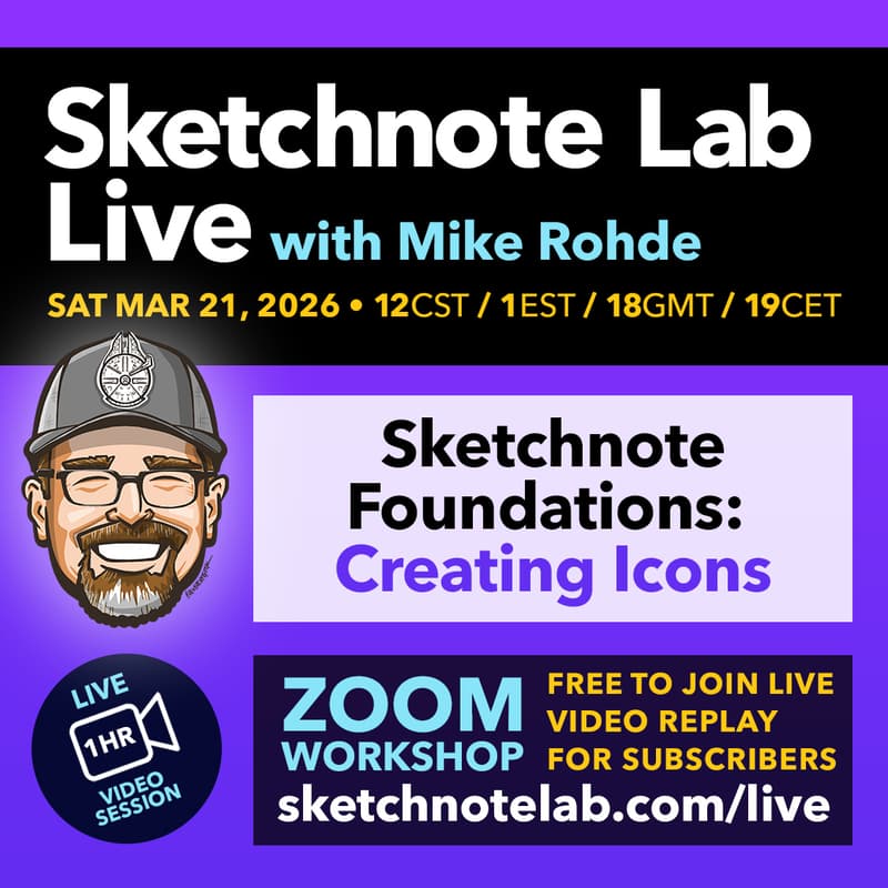 Cover Image for Sketchnote Lab Live March - Foundations: Creating Sketchnote Icons