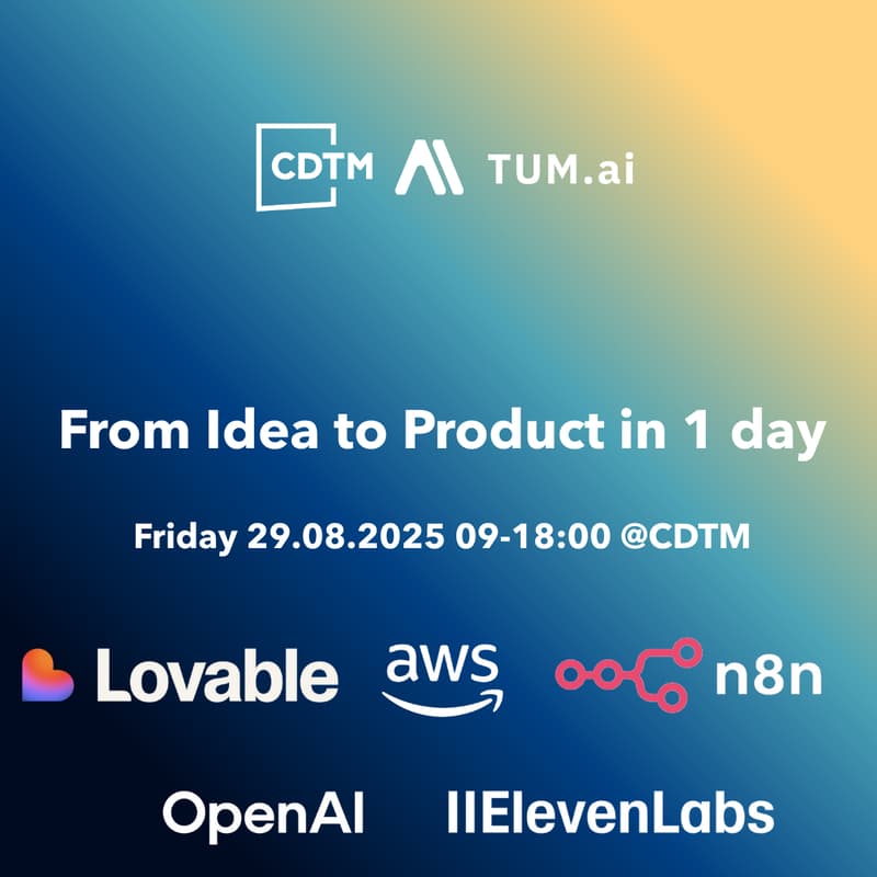 Cover Image for 29.08. Hackathon - Lovable x AWS x N8N x CDTM x TUM.ai