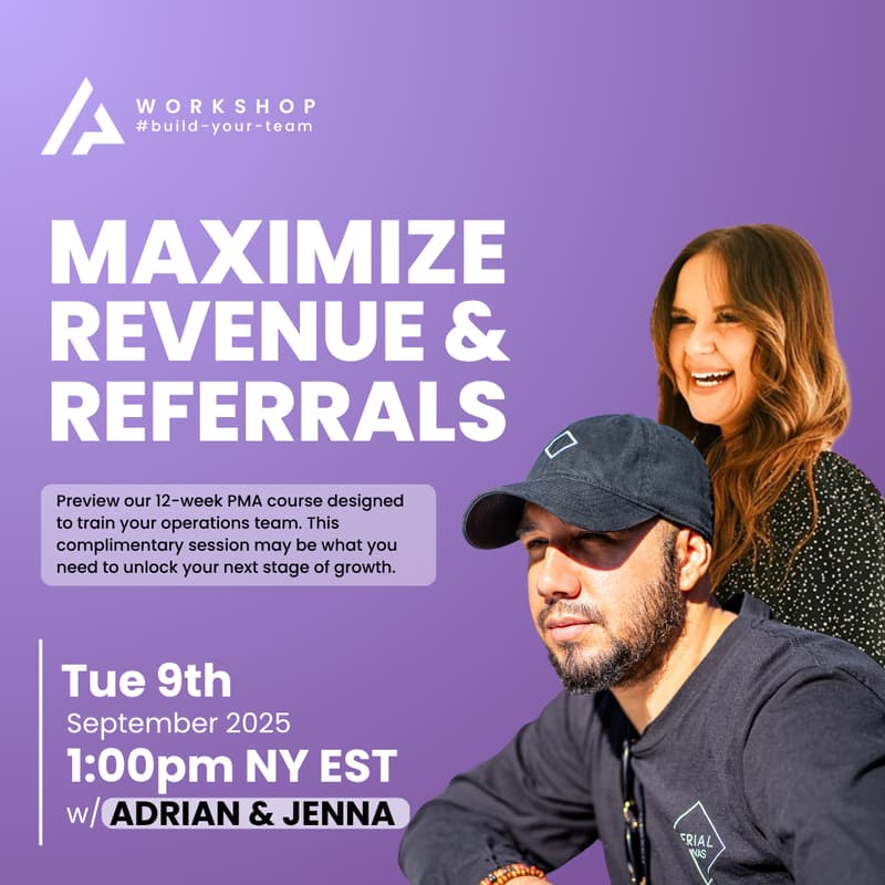 Cover Image for Tuesday Workshop Series: Maximize Revenue & Referrals - An Intro into our PMA Accelerator Revenue & Referrals