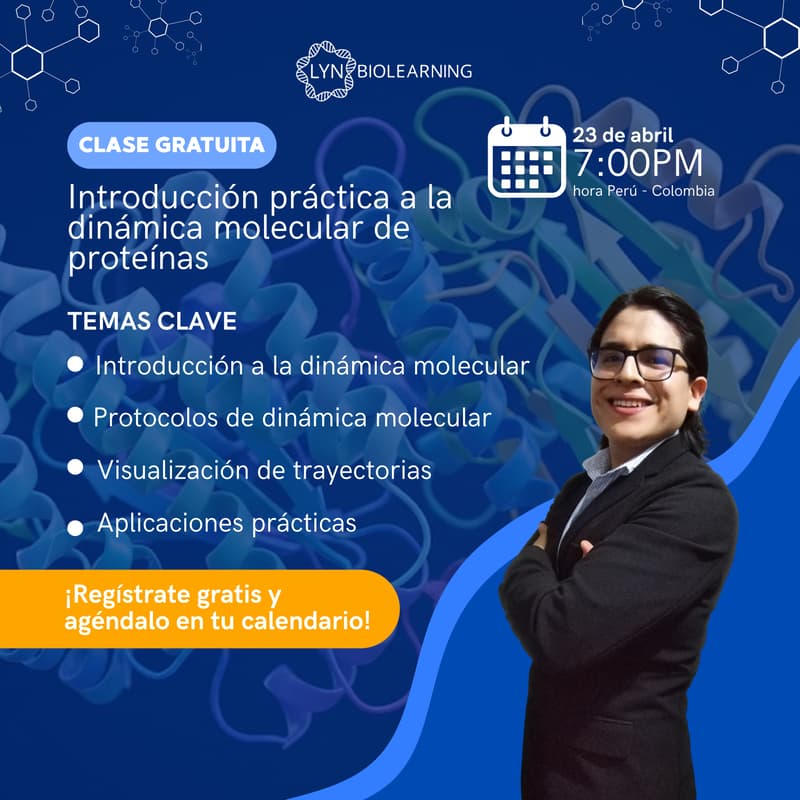 Cover Image for 🧬 Clase Gratuita: Introducción práctica a la dinámica molecular de proteínas