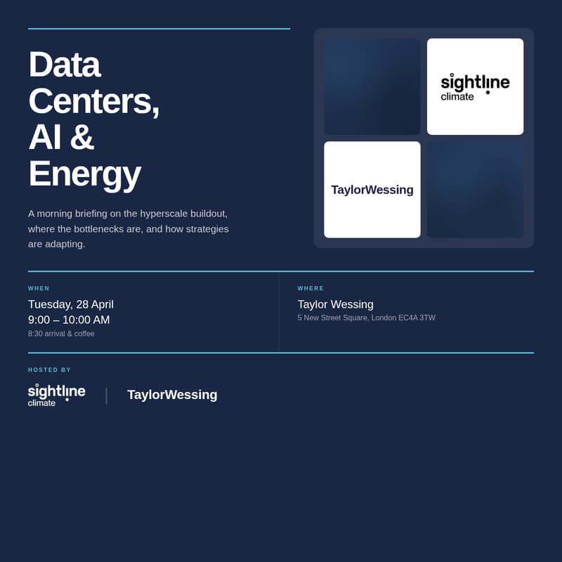 Cover Image for Data Centers Briefing: Sightline x Taylor Wessing
