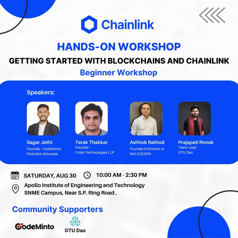 Hands-on Workshop: Getting Started with Blockchains and Chainlink · Luma
