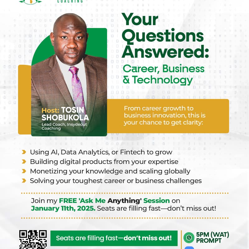 Cover Image for Ask Me Anything (Tech - AI, Data Analytics, Product & Ideation, Fintech Session)
