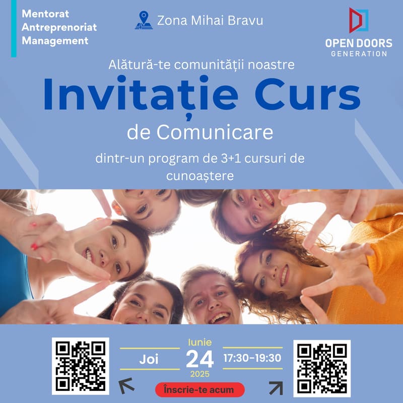Cover Image for Curs de Comunicare – Program de 3+1 cursuri de cunoaștere și dezvoltare personală