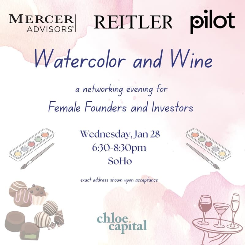 Cover Image for Female Founders & Investors Mixer (Watercolor & Wine)