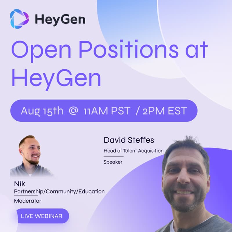 Cover Image for Open Positions at HeyGen