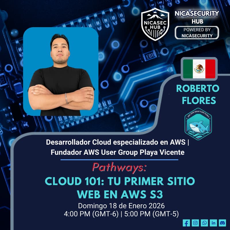 Cover Image for 📣NicaSec Event: Cloud 101: Tu primer sitio web en AWS S3☁️