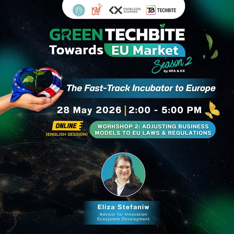 Cover Image for GREEN TECHBITE Towards EU Market Season 2 | Workshop 2 ADJUSTING BUSINESS MODELS TO EU LAWS & REGULATIONS