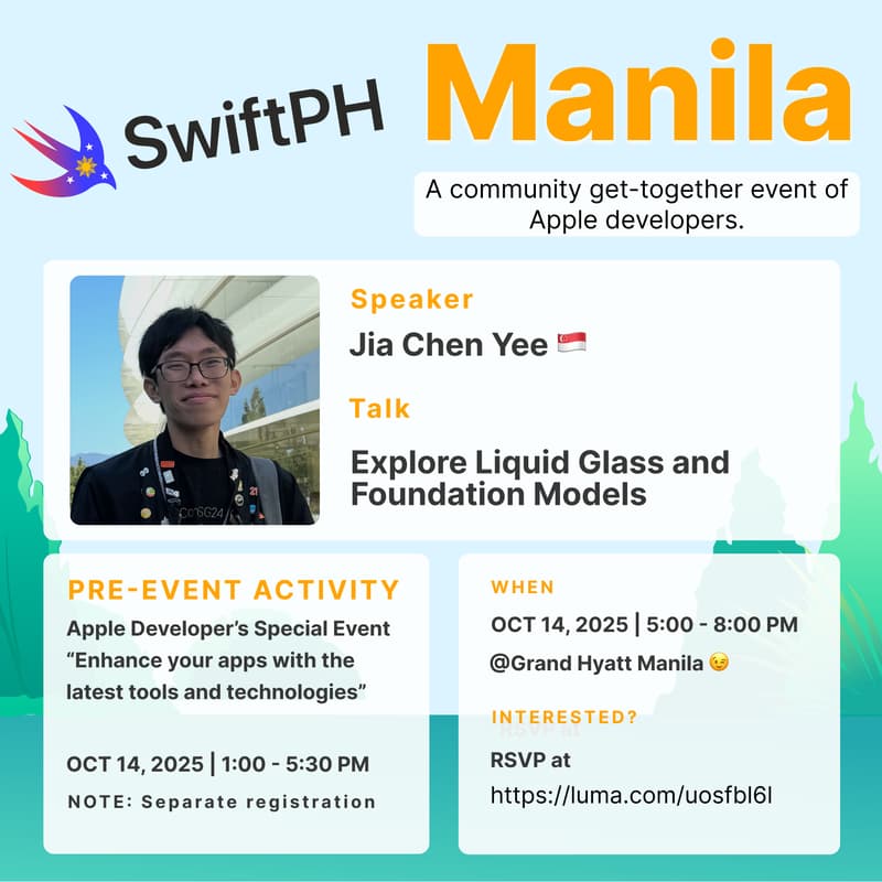 Cover Image for SwiftPH October Meetup - Explore Liquid Glass and Foundation Models