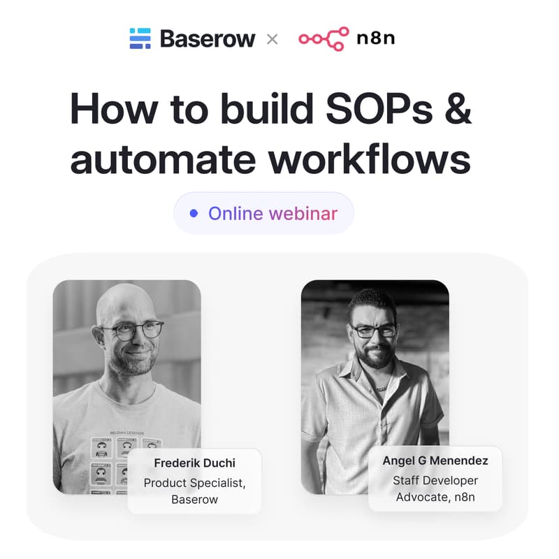 Cover Image for n8n Partner Event: Learn to build SOPs & automate workflows with Baserow