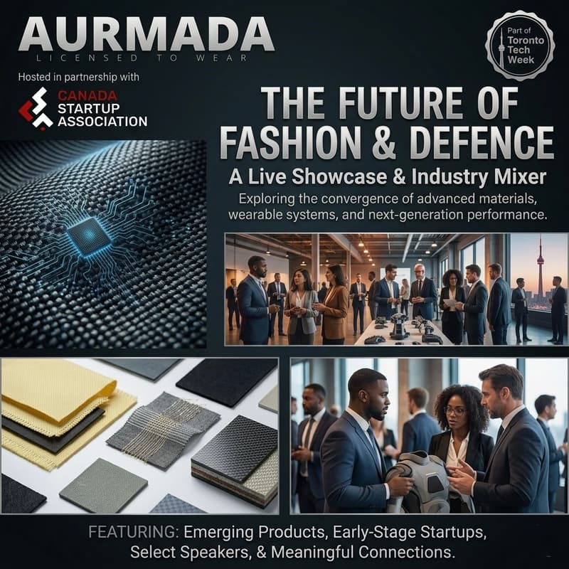 Cover Image for Aurmada Presents: The Future of Fashion & Defence - In partnership with the Canada Startup Association. A live showcase and industry mixer.