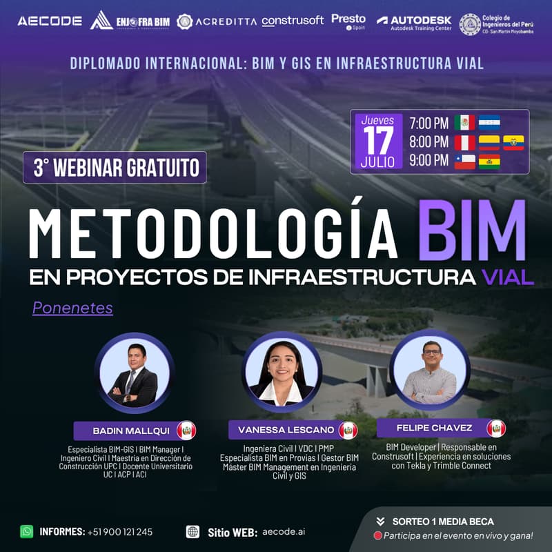 Cover Image for 3er Webinar: Metodologia BIM en Proyectos de Infraestructura Vial