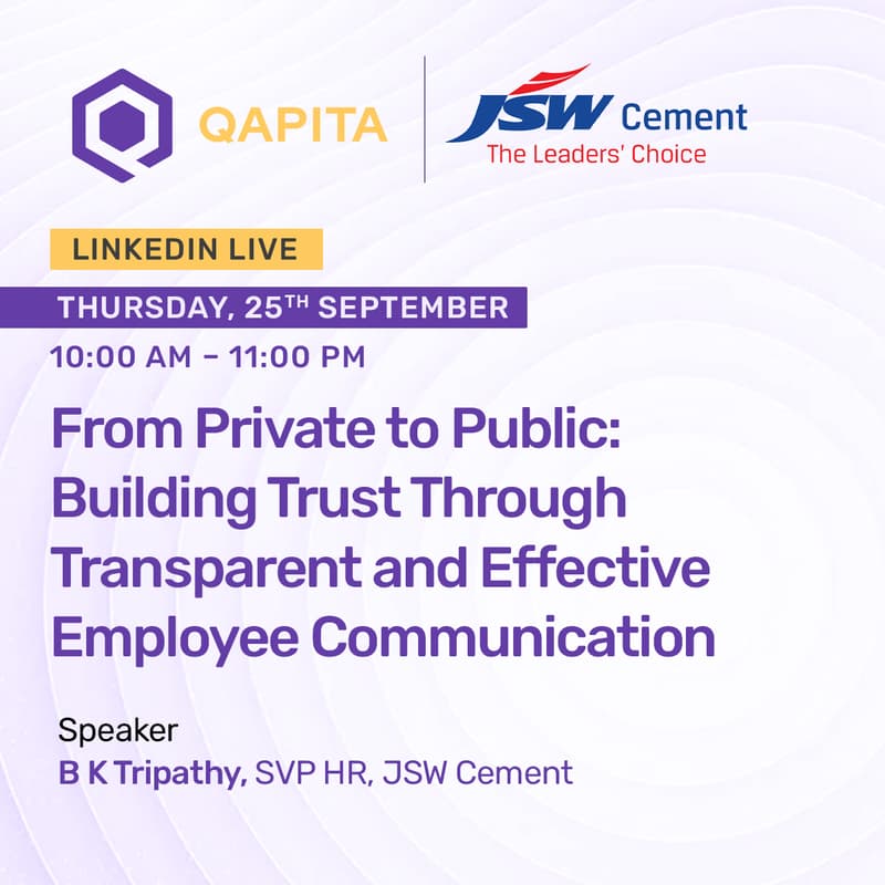 Cover Image for Webinar on "From Private to Public: Building Trust Through Transparent and Effective Employee Communication"