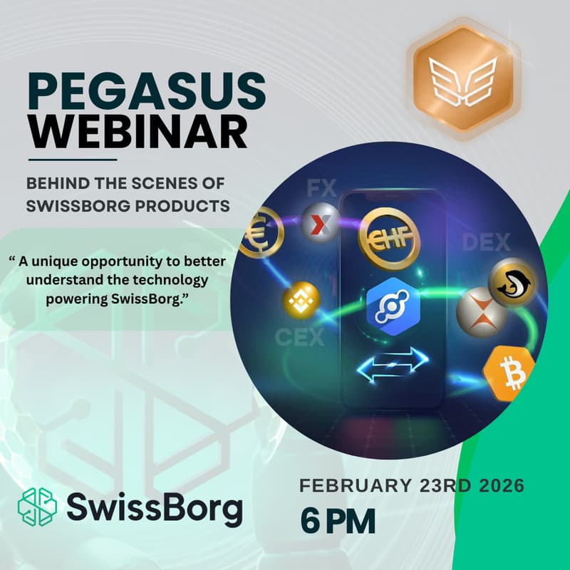 Cover Image for Exclusive Pegasus Webinar : Behind the Scenes of SwissBorg Products