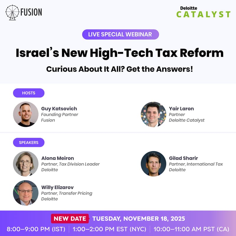 Cover Image for Israel’s New High-Tech Tax Reform - Exclusive Webinar