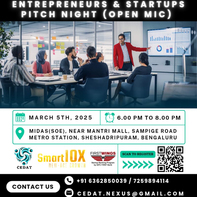 Cover Image for Entrepreneurs & Startups Pitch Night - Hosted by CEDAT