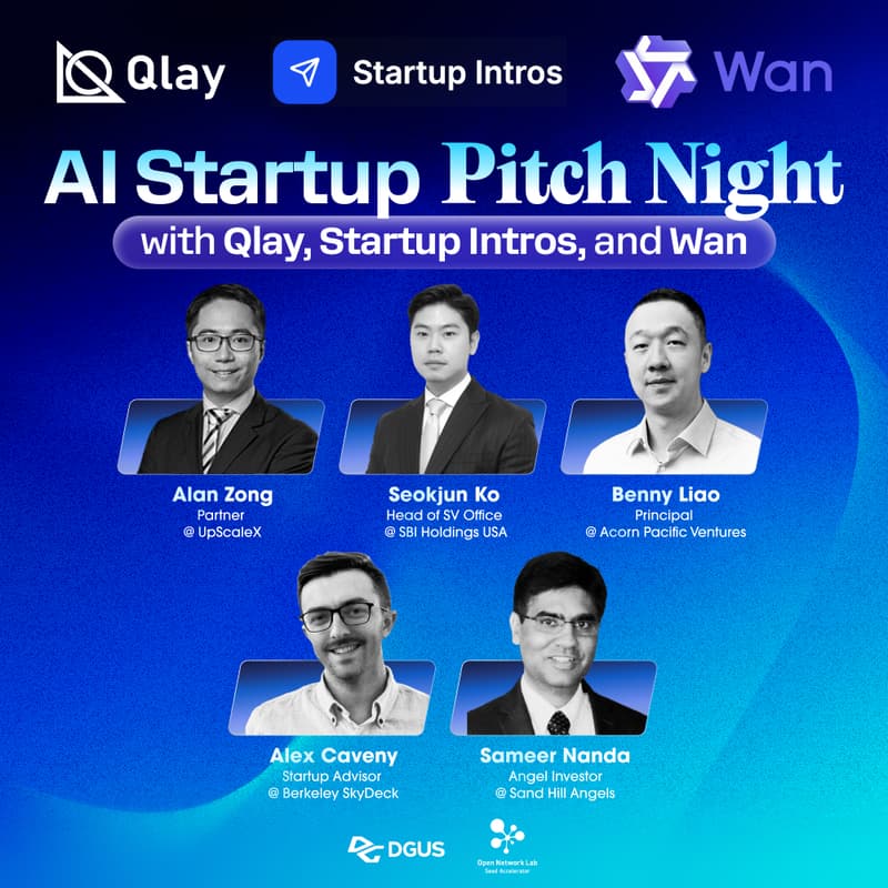 Cover Image for AI Startup Pitch Night with Qlay, Startup Intros, and Wan