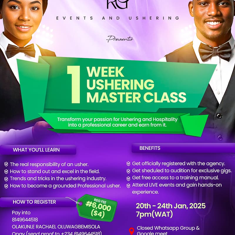 A 1 week Event Ushering Masterclass · Luma