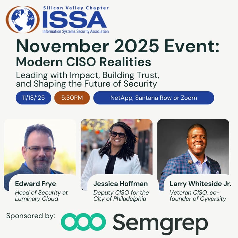 Cover Image for November 2025 Event: Modern CISO Realities — Leading with Impact, Building Trust, and Shaping the Future of Security