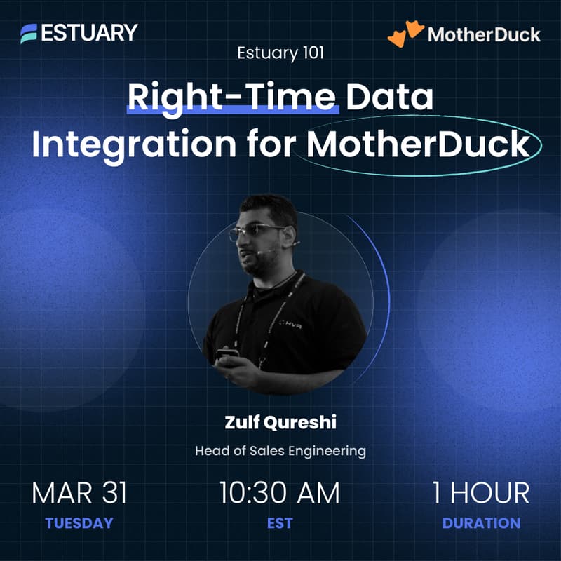 Cover Image for Estuary 101: Right-Time Data Integration for MotherDuck