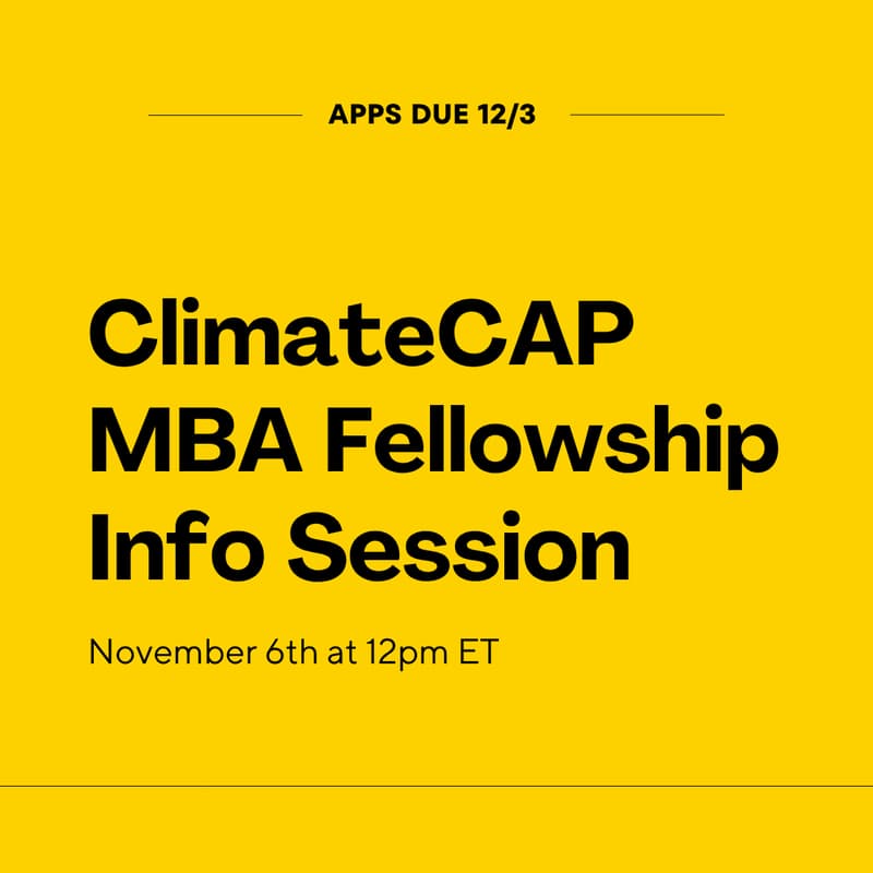 Cover Image for ClimateCAP MBA Fellowship QA Session (Optional)