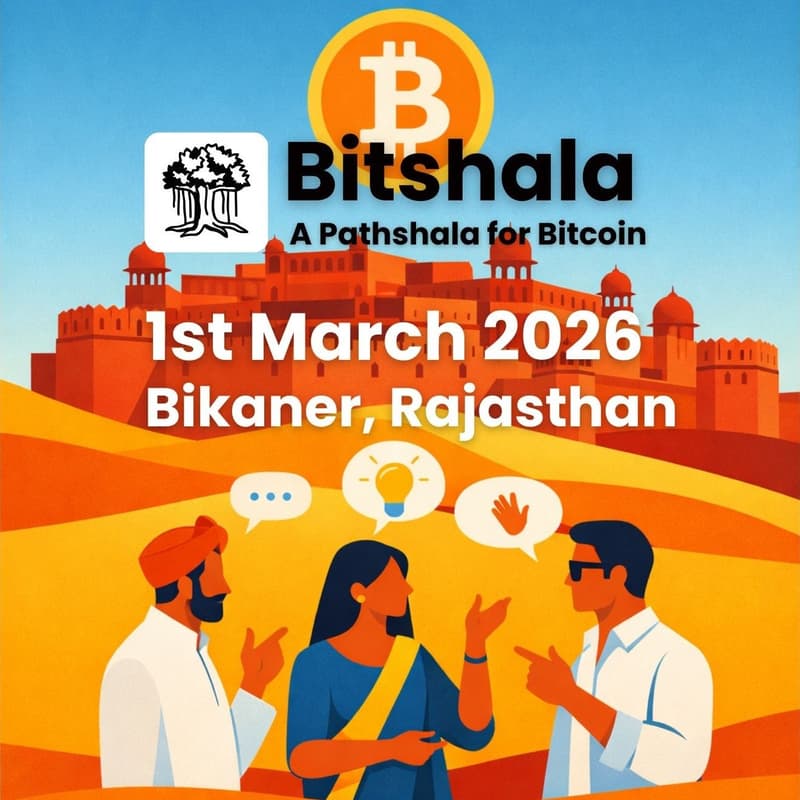 Cover Image for Bitcoin Meetup | Bikaner, Rajasthan | Sunday, 01st Mar 2026 | 11:00 AM - 1:00 PM