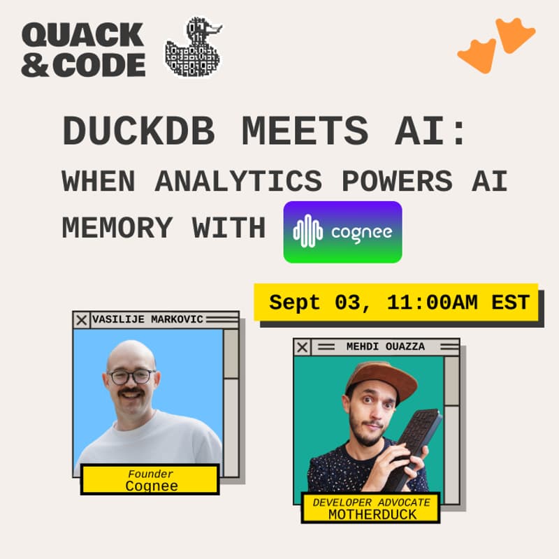 Cover Image for DuckDB Meets AI: When Analytics Powers AI Memory with Cognee