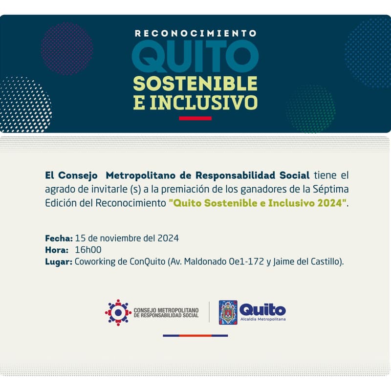 Cover Image for Evento de premiación Reconocimiento Quito Sostenible e Inclusivo