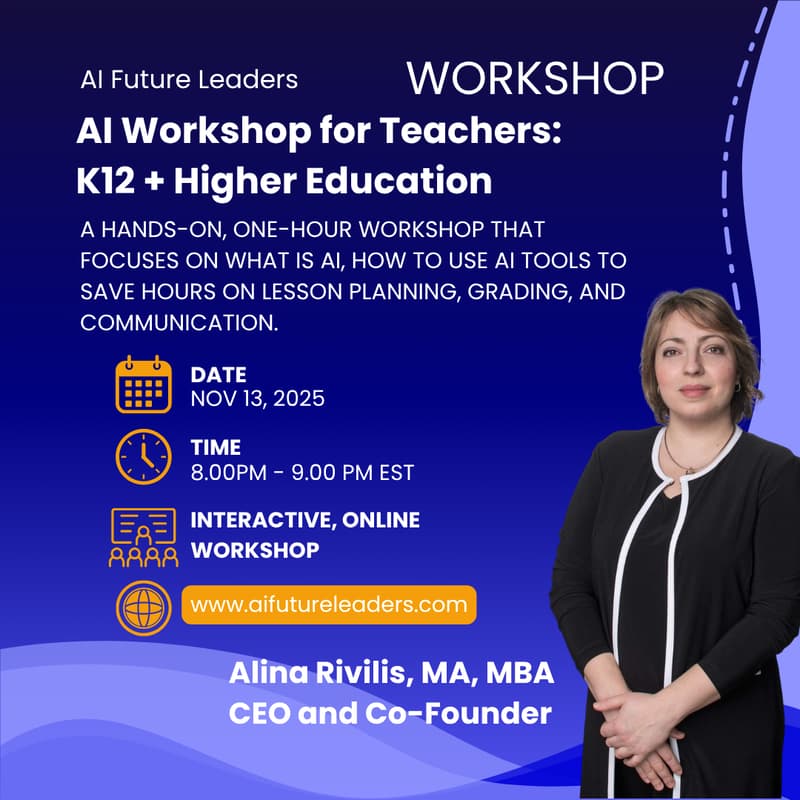 Cover Image for AI Workshop for Teachers: K12 + Higher Education: Transform Your Classroom Today