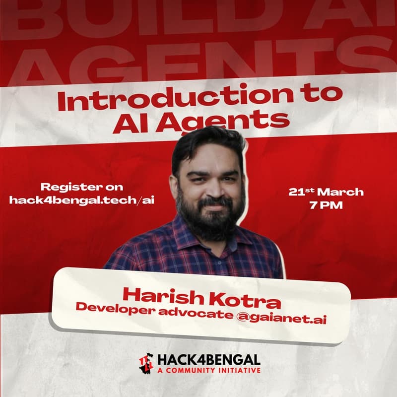 Cover Image for Introduction to AI Agents | Hack4Bengal 4.0