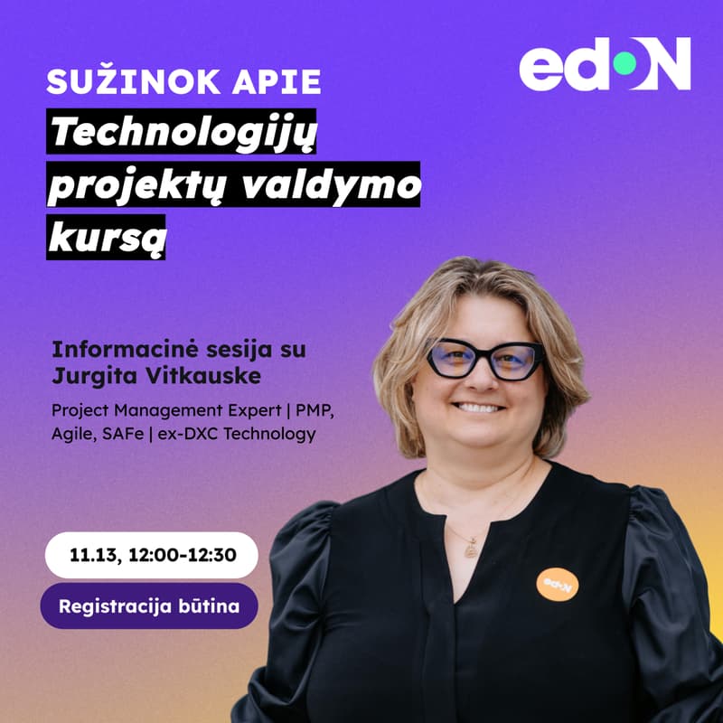 Cover Image for Sužinok apie edON kursą „Technologijų projektų valdymas“