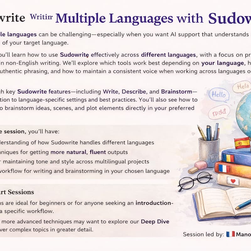 Cover Image for Quick Start: Sudowrite in Non-English Languages