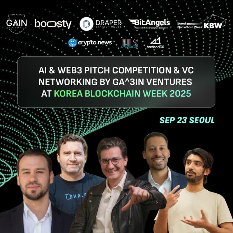 Cover Image for $44,000 AI + Web3 Pitch Competition & VC networking by Ga^3in Ventures х Boosty Labs at Korea Blockchain Week 2025
