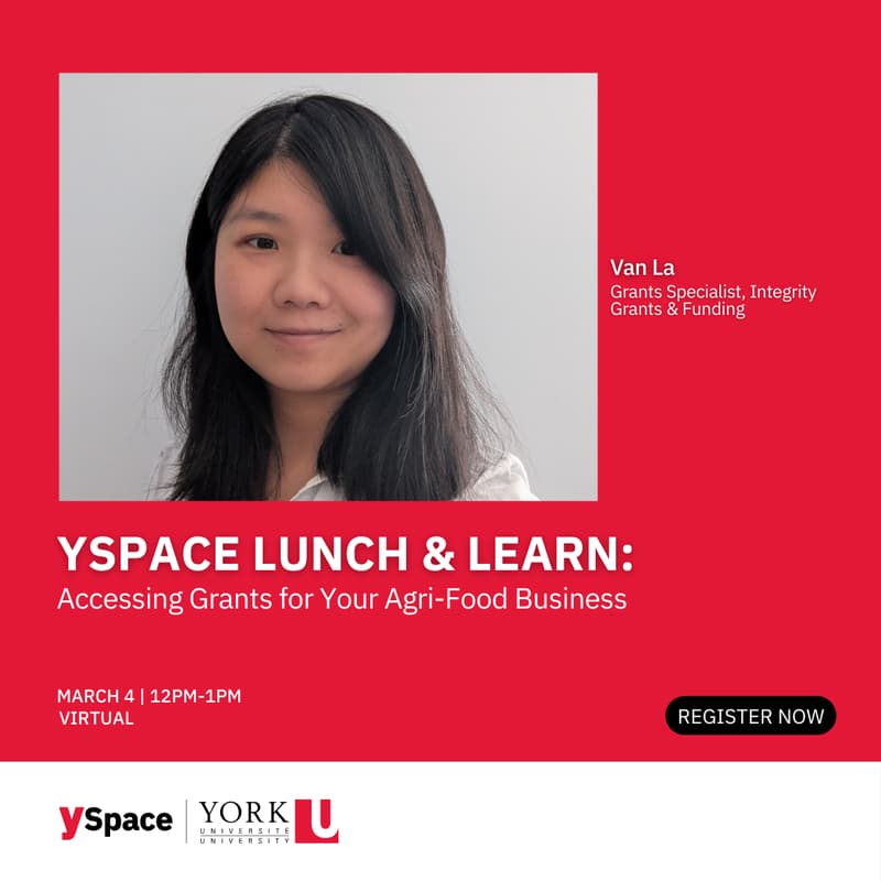 Cover Image for YSpace Lunch & Learn: Accessing Grants for Your Agri-Food Business