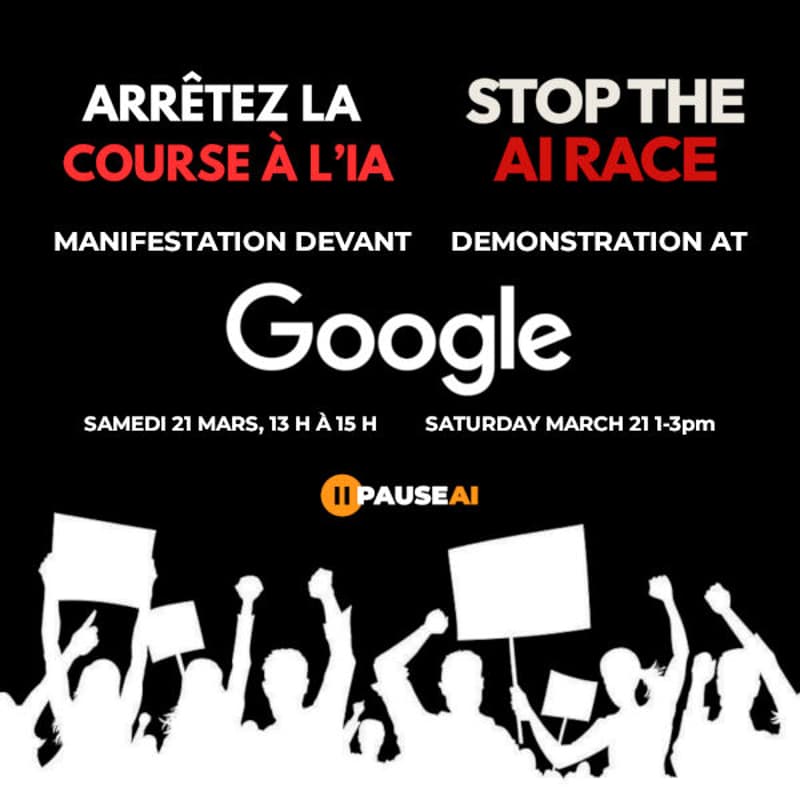 Cover Image for Manifestation de PauseAI devant Google pour arrêter la course à l’IA | PauseAI Demonstration at Google to Stop the AI Race