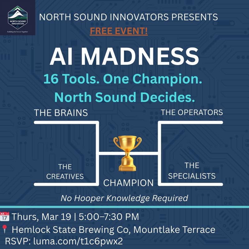 Cover Image for AI Madness: 16 Tools. One Champion. North Sound Decides.