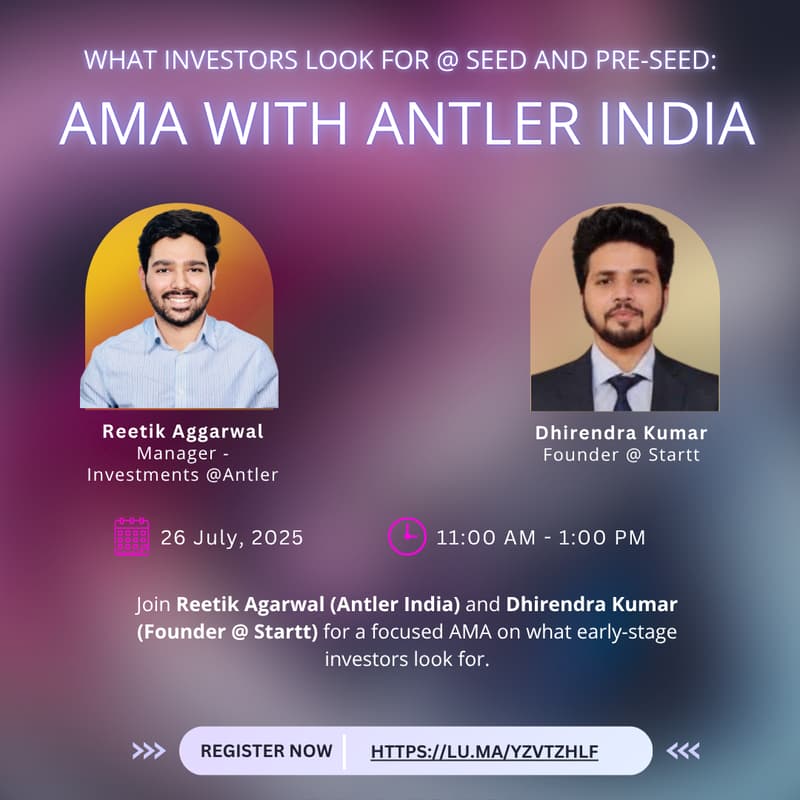 Cover Image for Zero to Yes: AMA with Antler India and Startt