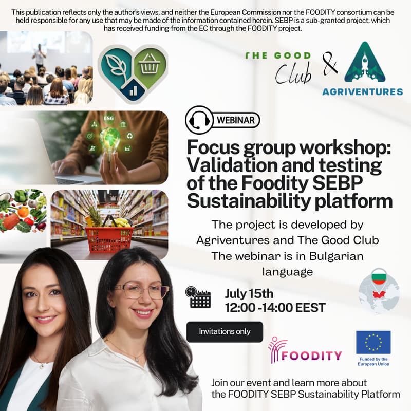 Cover Image for Focus group workshop: Validation and testing of the Foodity SEBP Sustainability platform