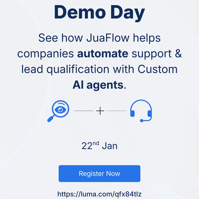 Cover Image for JuaFlow Live Demo — Automate Support & Lead Qualification with AI