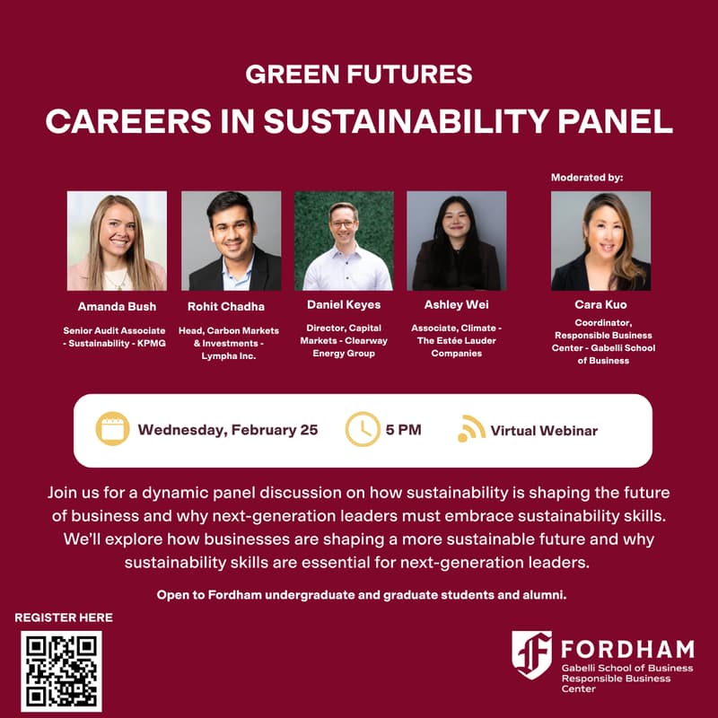 Cover Image for Careers in Sustainability Virtual Panel