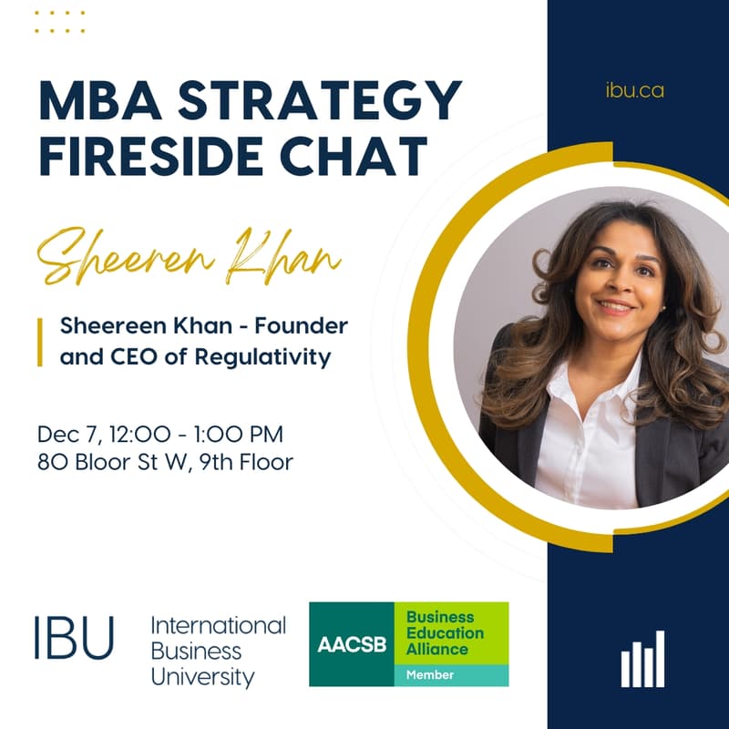 Cover Image for MBA Strategy Fireside Chat with Sheereen Khan, Founder and CEO of Regulativity