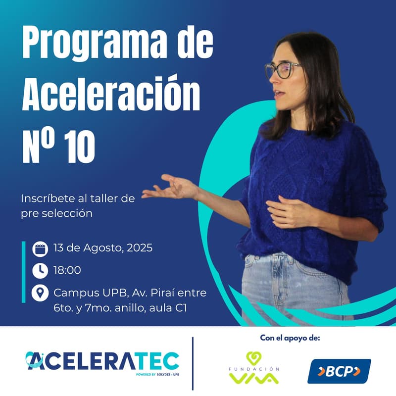 Cover Image for Convocatoria 10mo Programa de Aceleración auspiciado por: Fundación VIVA y BCP (Santa Cruz)